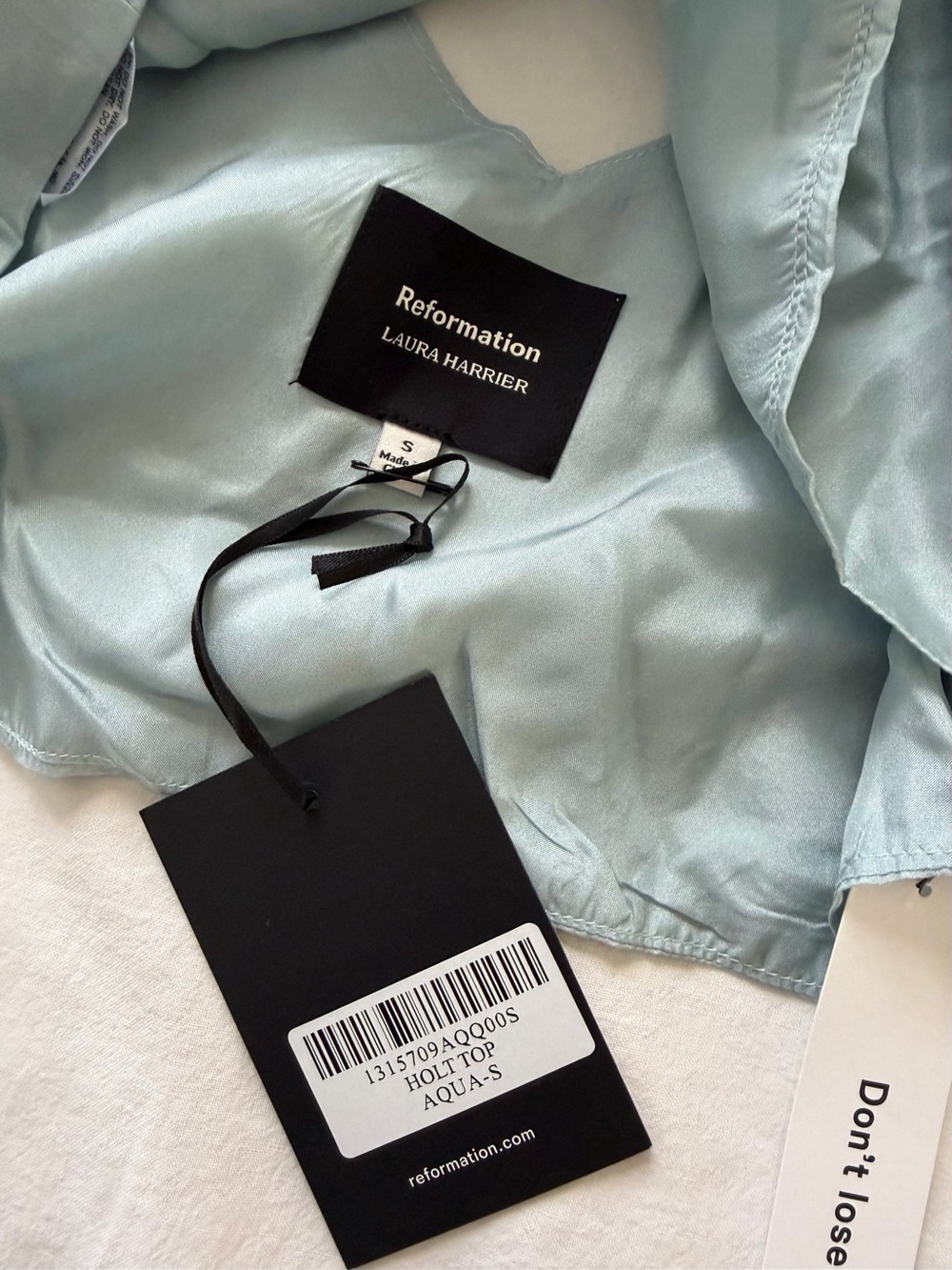 BNWT! Reformation Aqua 100% Silk Holt Halter Top - Picture 3 of 5